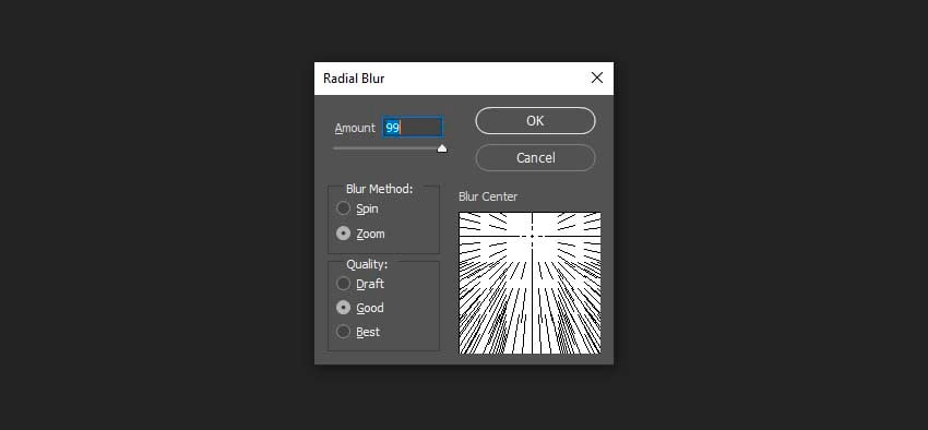 adding the radial blur effect